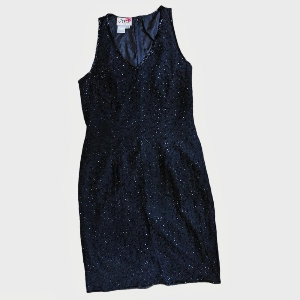 JMD New York Vintage Beaded Little Black Dress Size PS
